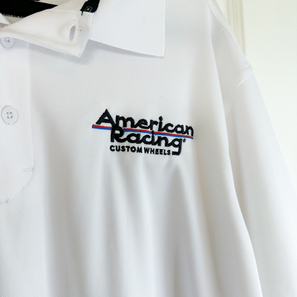 American Racing | White Collared Polo Short Sleeve Embroidered Shirt - Picture 3 of 5